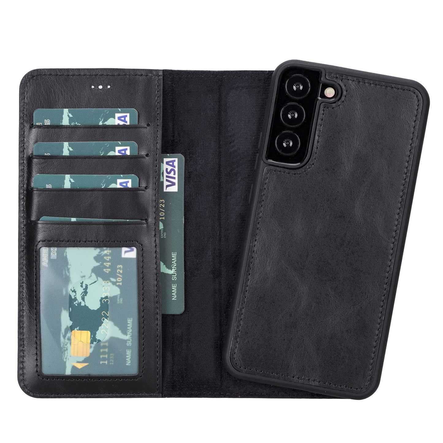 Magic Samsung Galaxy S22 Series Detachable Genuine Leather Wallet Case - MW