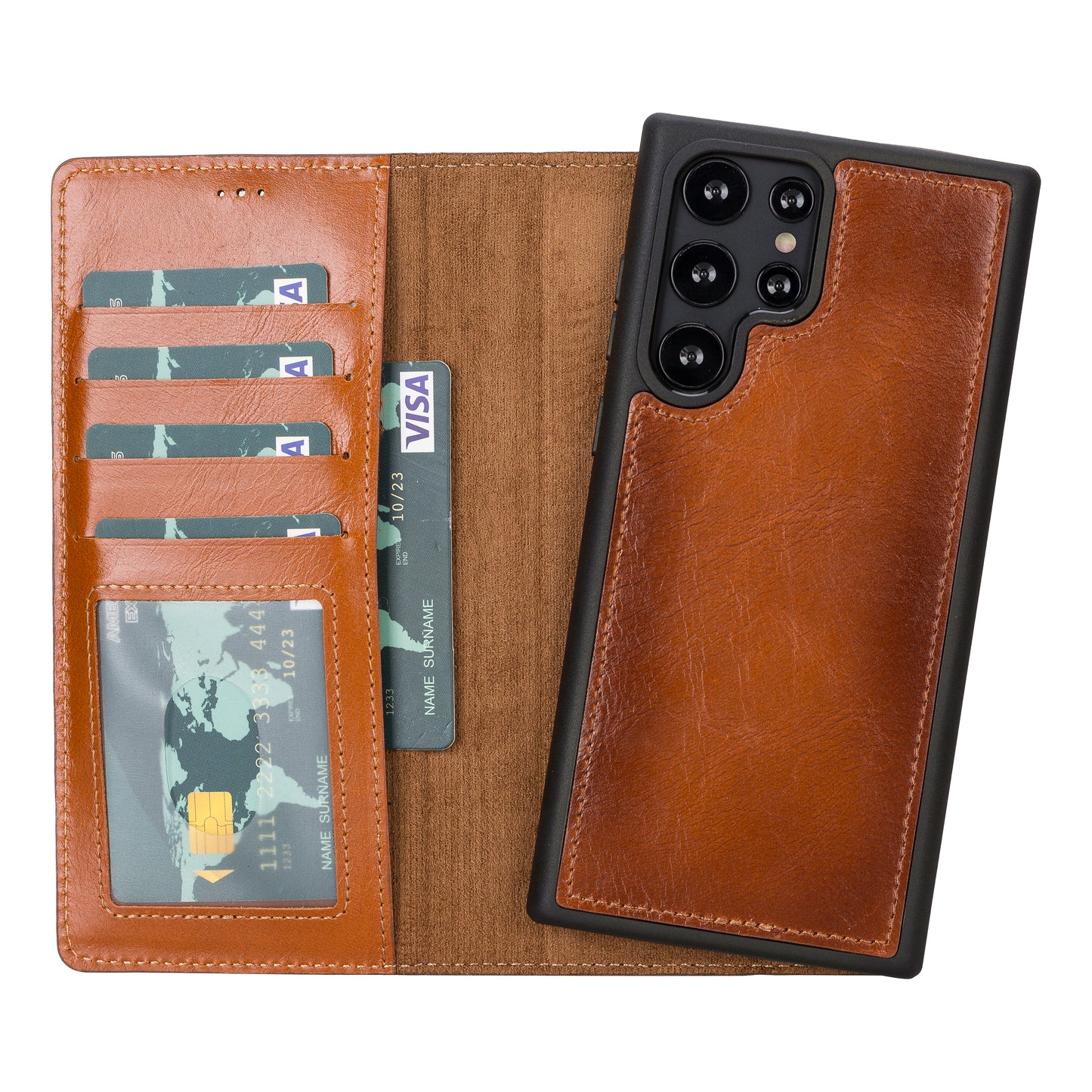 Magic Samsung Galaxy S22 Series Detachable Genuine Leather Wallet Case - MW