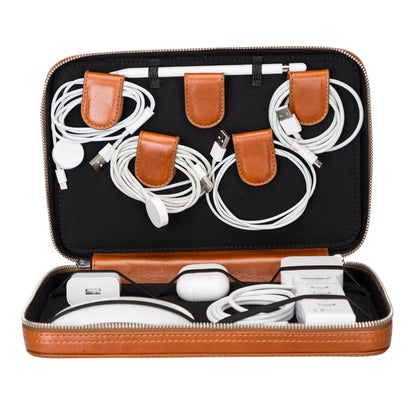 Leather Travel Cable Organizer