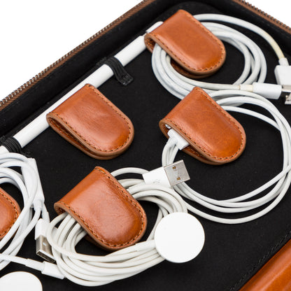 Leather Travel Cable Organizer