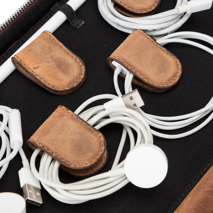 Orbex Leather Travel Cable Organizer