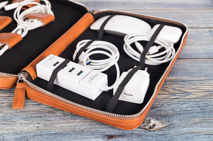 Orbex Leather Travel Cable Organizer