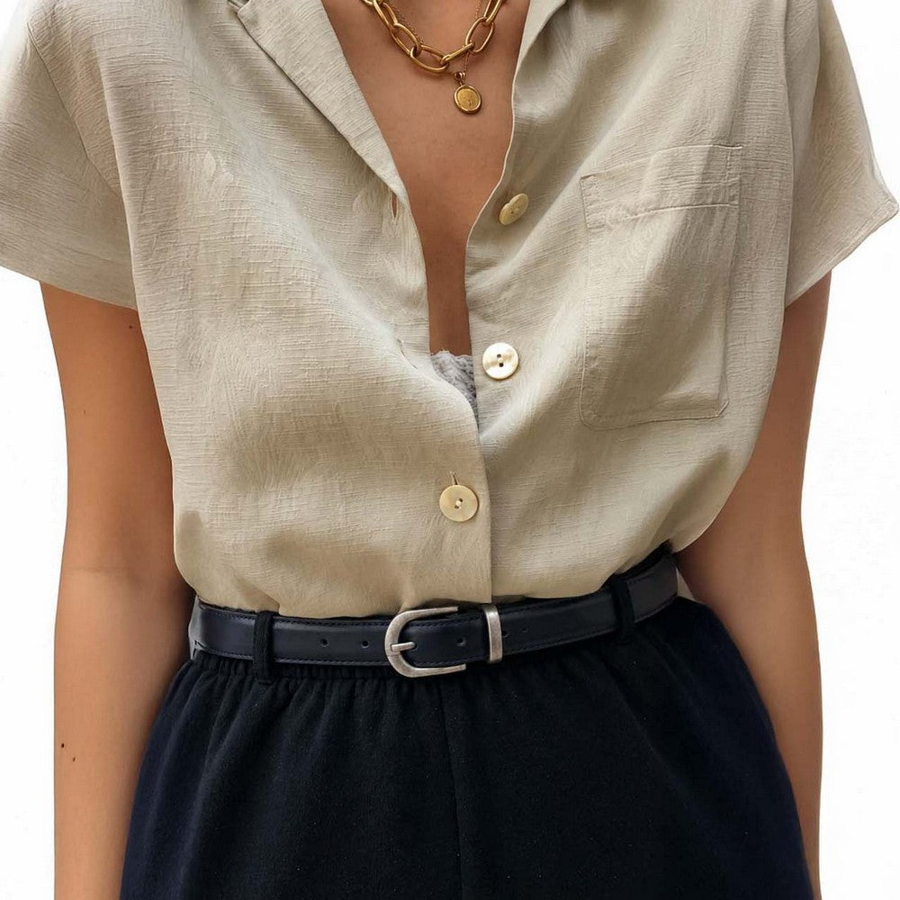 Bloom in Still Women Genuine Leather Belt - Navy Plain
