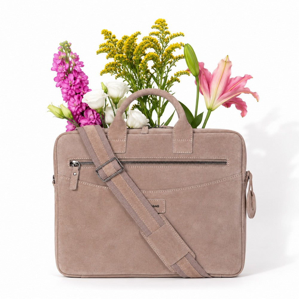 Sand Still Genuine Suede Leather 15-16 Inch MacBook & Laptop Bag