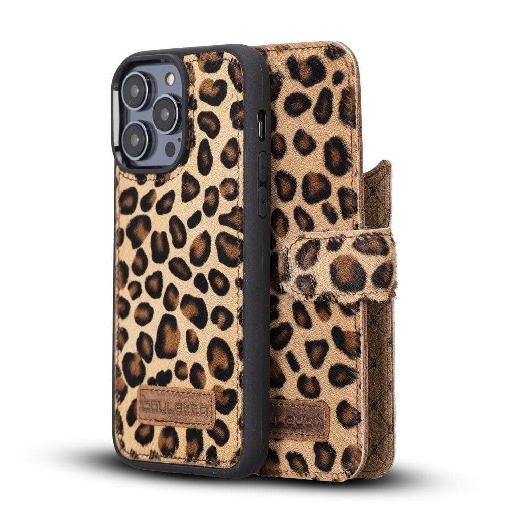 Bouletta Apple iPhone 14 Series Detachable Leather Wallet Case Darker Color - MW iPhone 14 Pro Max / Leopard