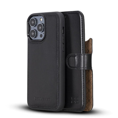 Bouletta Apple iPhone 14 Series Detachable Leather Wallet Case Darker Color - MW iPhone 14 Pro Max / Black