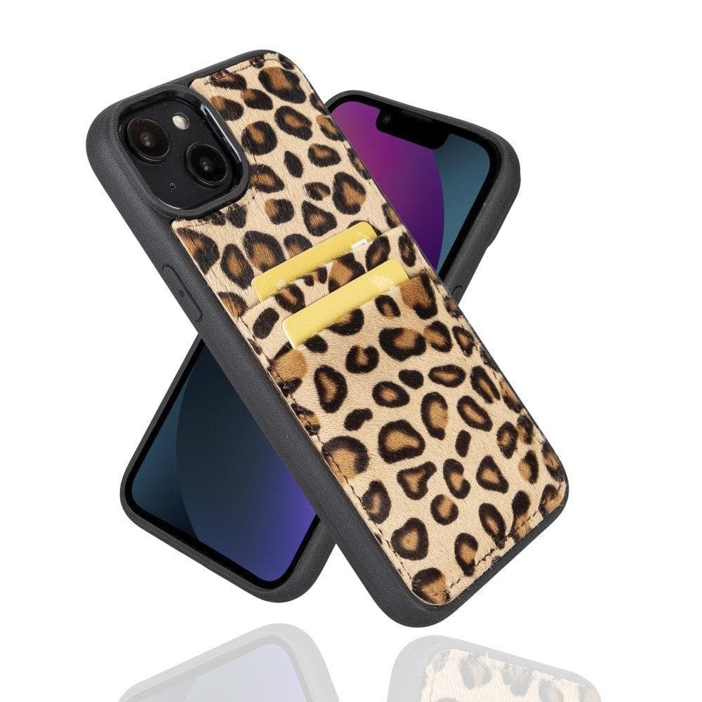 Bouletta Apple iPhone 14 Series Leather Back Cover with Card Holder iPhone 14 Plus / Leopard