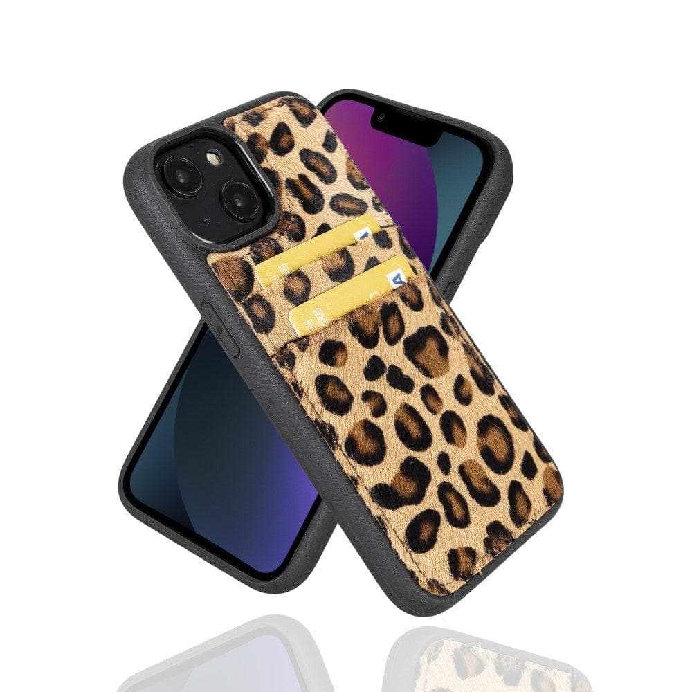 Bouletta Apple iPhone 14 Series Leather Back Cover with Card Holder iPhone 14 / Leopard