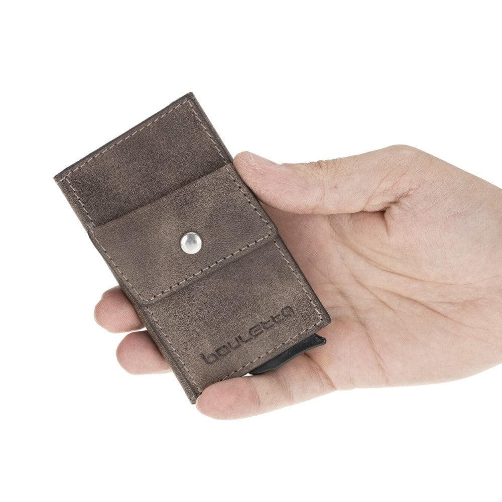 Bouletta Austin Leather Mechanical Coin Card Holder