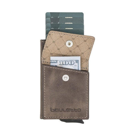 Bouletta Austin Leather Mechanical Coin Card Holder