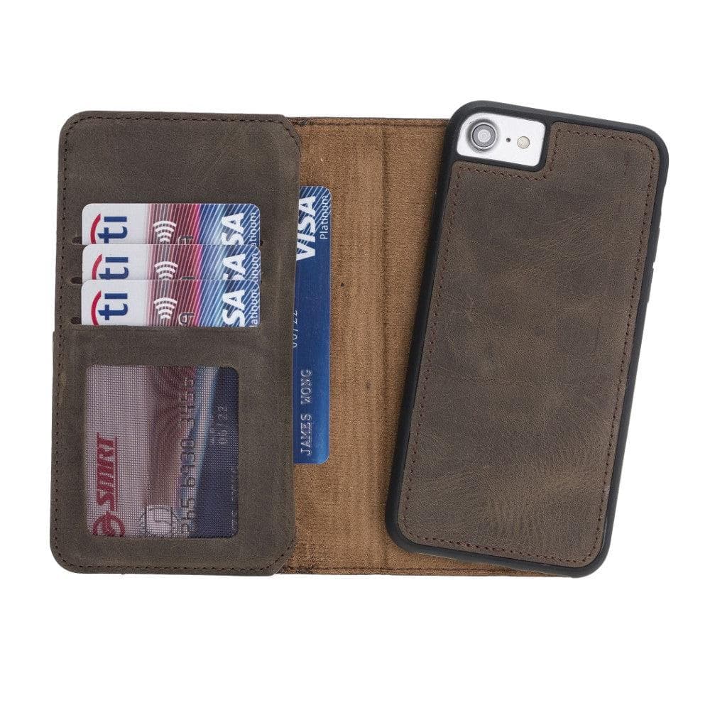 Apple iPhone SE/8/7 Series Leather Case - DMW Double Magic Wallet Brown