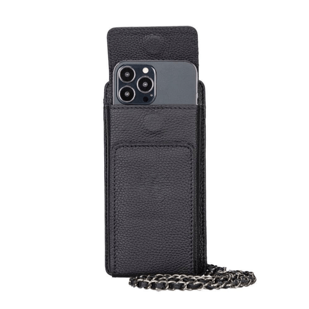 Avjin Crossbody Leather Bag Compatible with Phones up to 6.9" Black