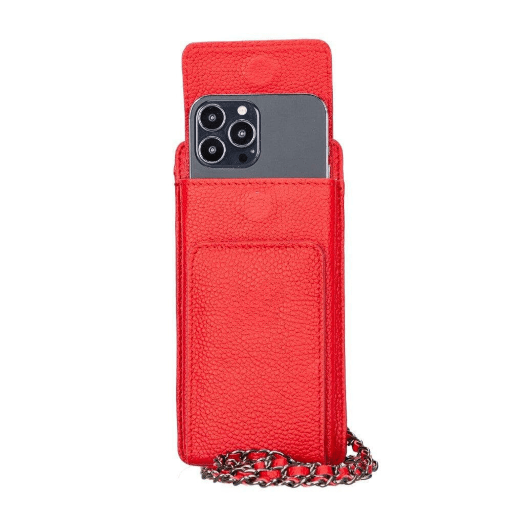 Avjin Crossbody Leather Bag Compatible with Phones up to 6.9" Red