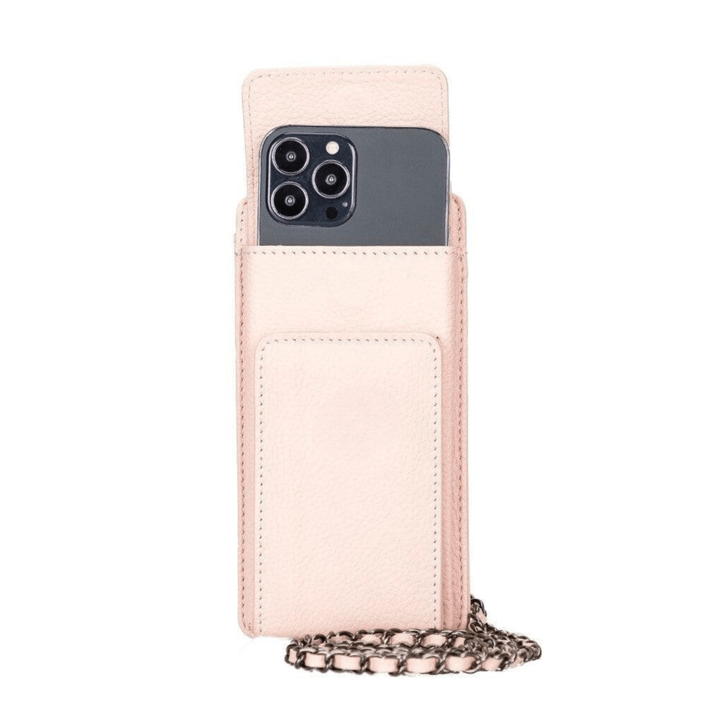 Avjin Crossbody Leather Bag Compatible with Phones up to 6.9" Light Pink