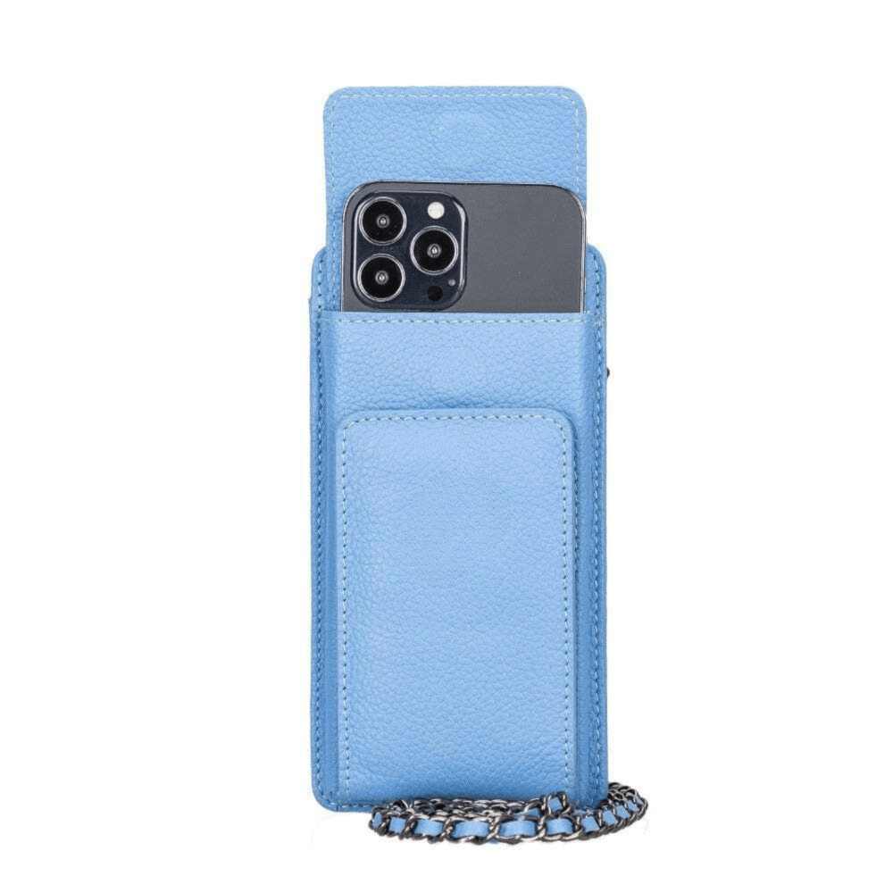 Avjin Crossbody Leather Bag Compatible with Phones up to 6.9" Light Blue