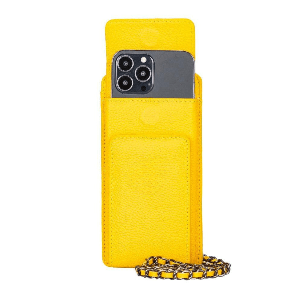 Avjin Crossbody Leather Bag Compatible with Phones up to 6.9" Yellow