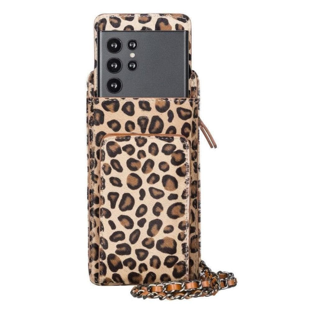 Avjin Crossbody Leather Bag Compatible with Phones up to 6.9" Leopard Hairy