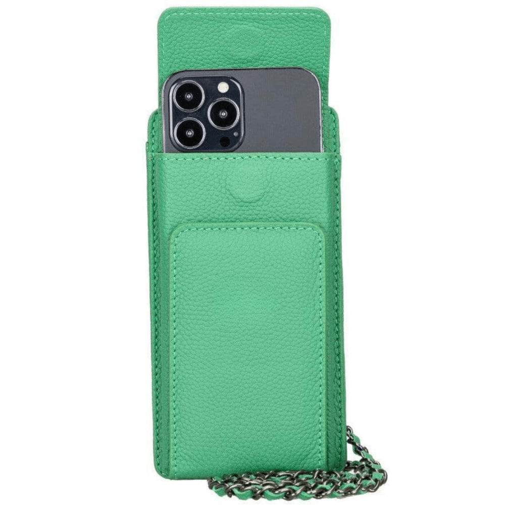 Avjin Crossbody Leather Bag Compatible with Phones up to 6.9" Green