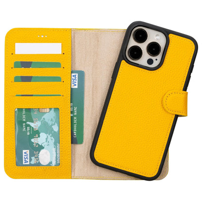 iPhone 15 Series Leather Wallet Case Yellow / iPhone 15 Pro Max