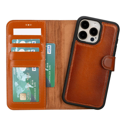 iPhone 15 Series Leather Wallet Case Tan / iPhone 15 Pro Max