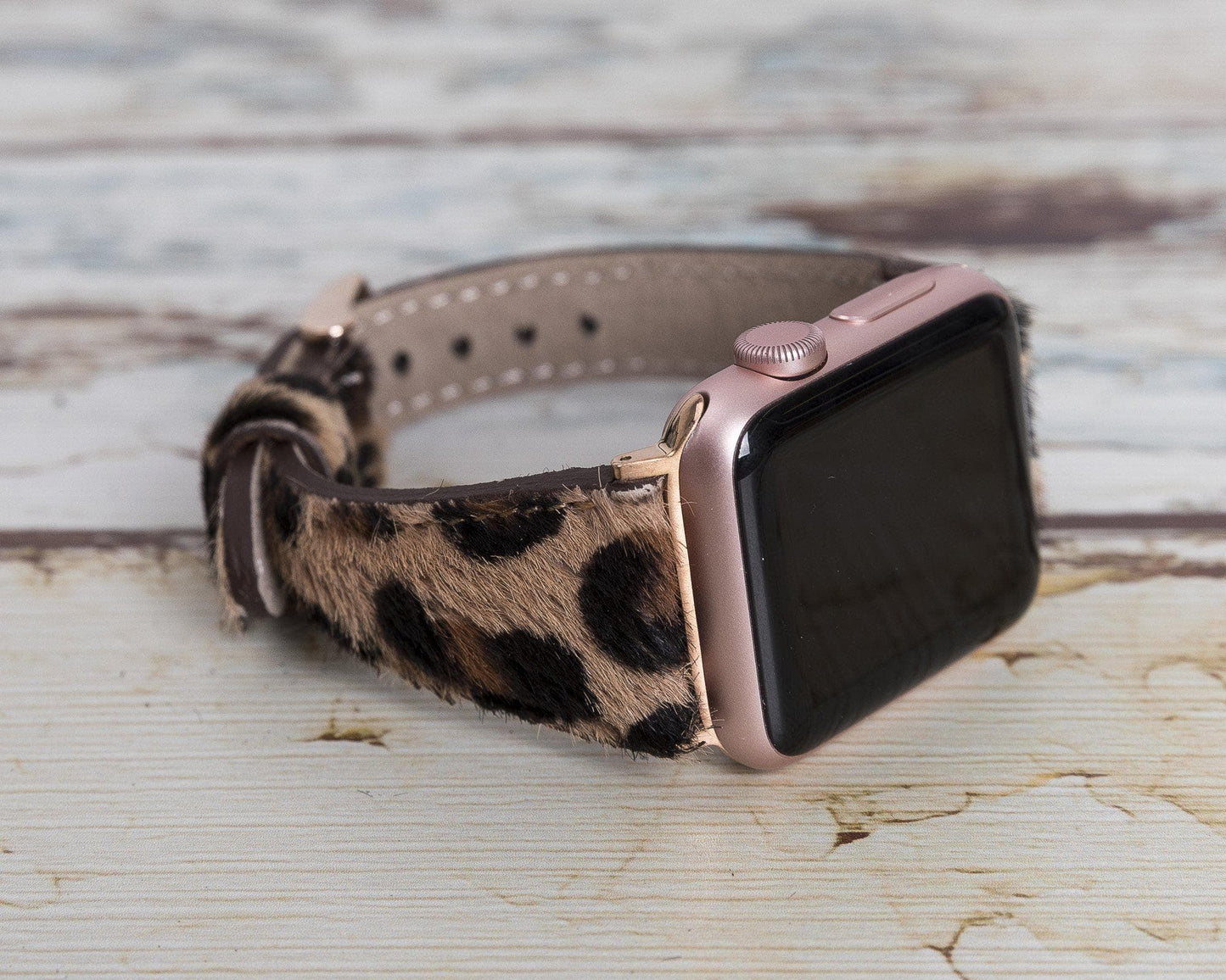 Leather Apple Watch Bands - Clasic Slim Style Leopar Hairy