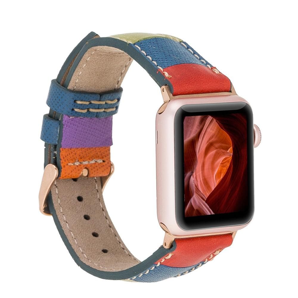 Leather Apple Watch Bands - Classic Style Saffiano Raınbow