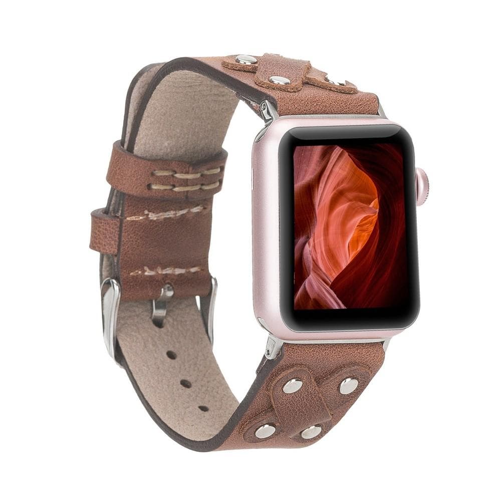 Leather Apple Watch Bands / Cross Style with Silver Trok TN2