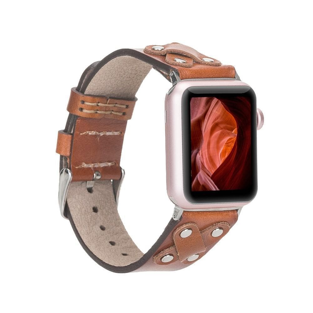 Leather Apple Watch Bands / Cross Style with Silver Trok RST2EF