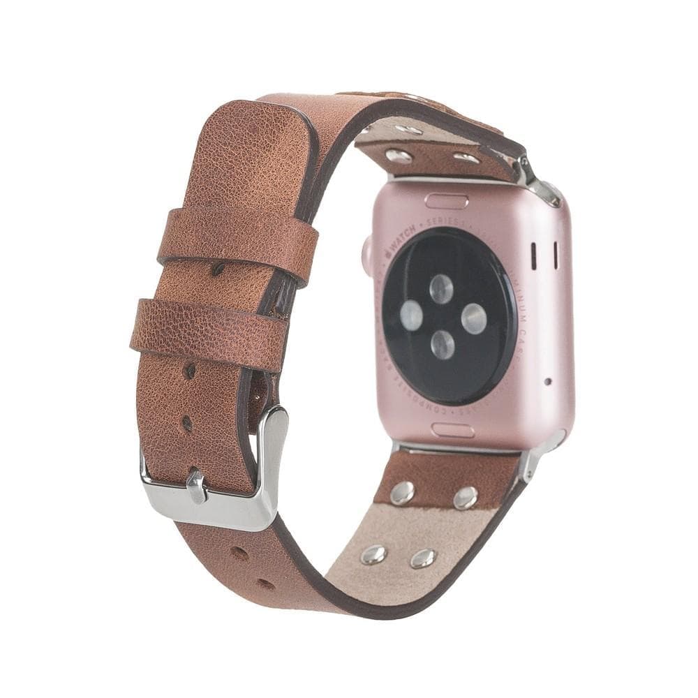 Leather Apple Watch Bands / Cross Style with Silver Trok