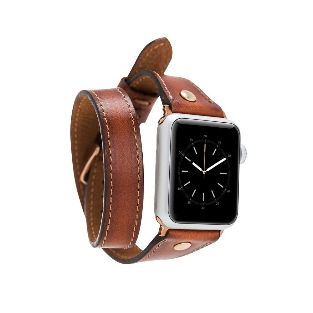 Leather Apple Watch Bands - DTS Double Tour Slim Hector Gold Trok Style RST2EF