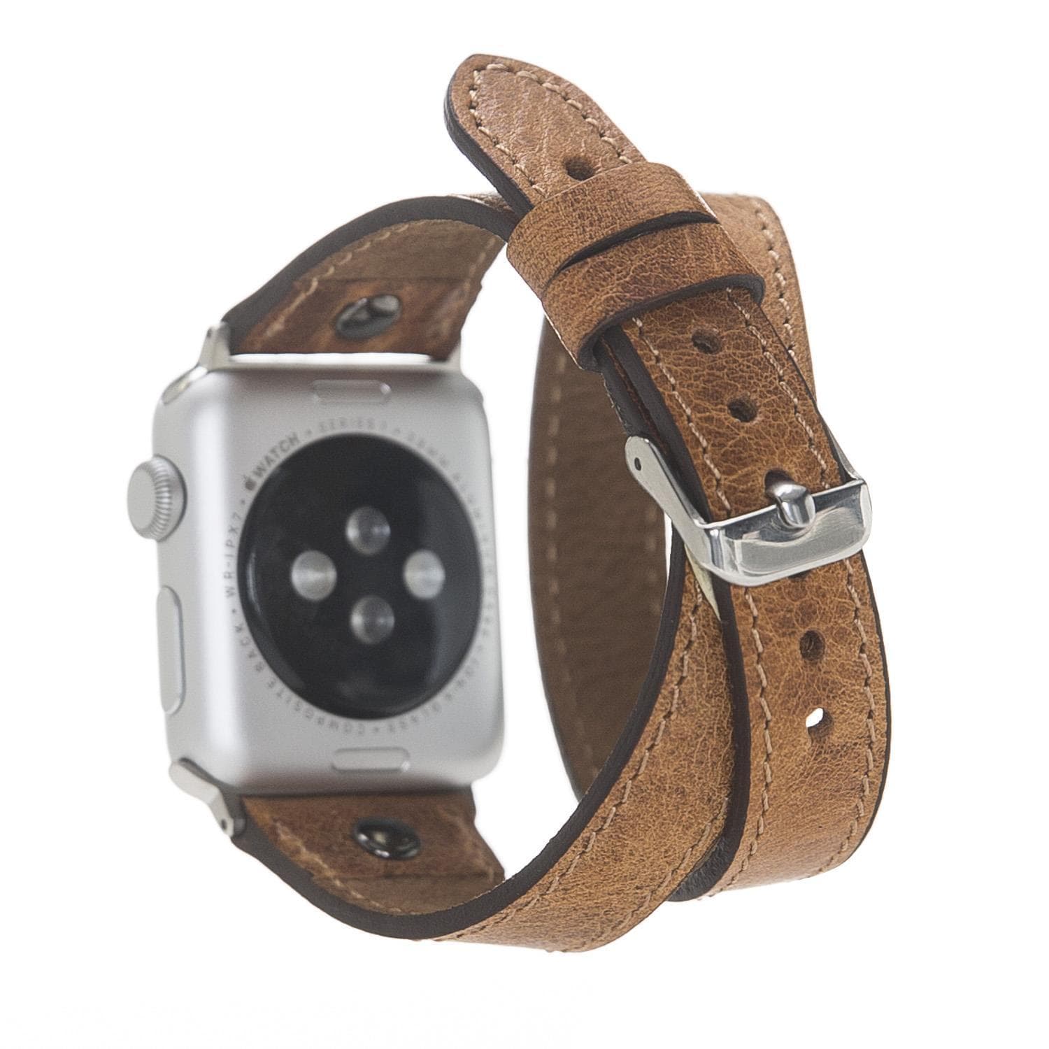 Leather Apple Watch Bands - DTS Double Tour Slim Hector Gold Trok Style VERGİTAL TABA