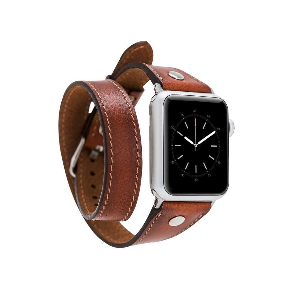 Leather Apple Watch Bands - DTS Double Tour Slim Hector Silver Trok Style RS02