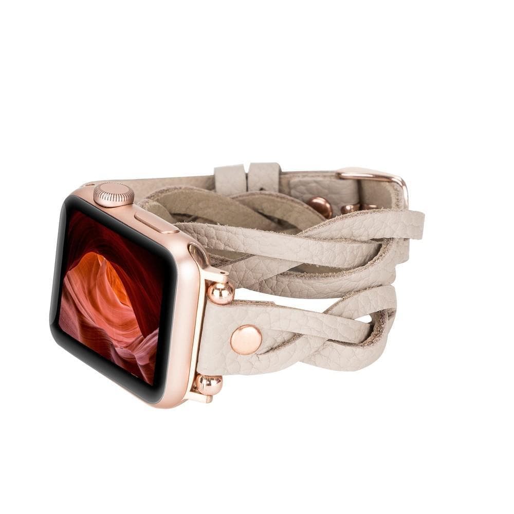 Leather Apple Watch Bands - Ferro Braided DT Peggy Rose Gold Trok Style ERC3