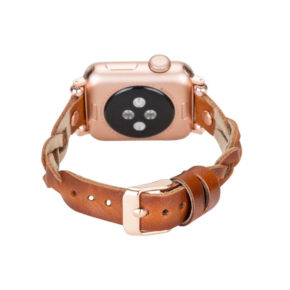 Leather Apple Watch Bands - Ferro Braided Wanda Rose Gold Trok Style