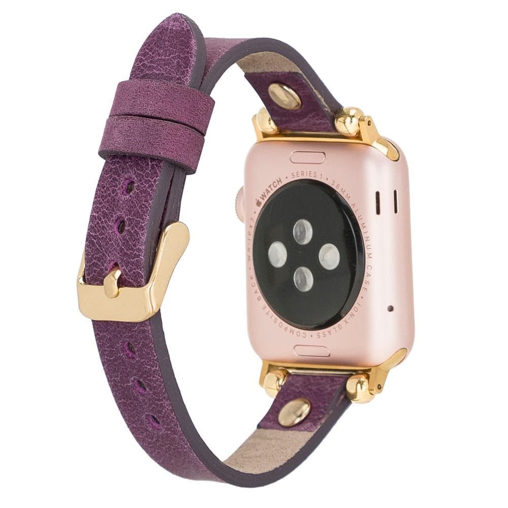 Leather Apple Watch Bands - Ferro Gold Trok Style