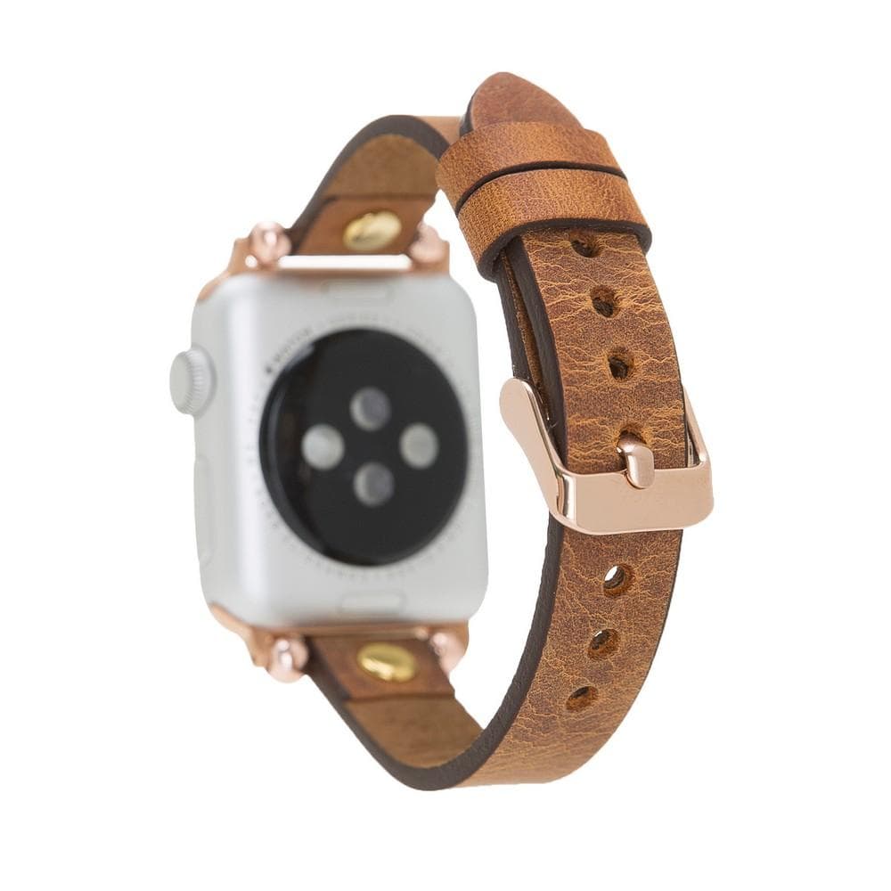 Leather Apple Watch Bands - Ferro Gold Trok Style