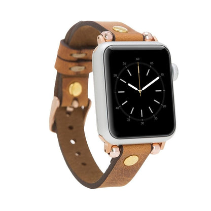 Leather Apple Watch Bands - Ferro Gold Trok Style G19