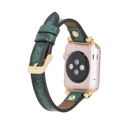 Leather Apple Watch Bands - Ferro Gold Trok Style