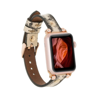 Leather Apple Watch Bands - Ferro Gold Trok Style V26SEF