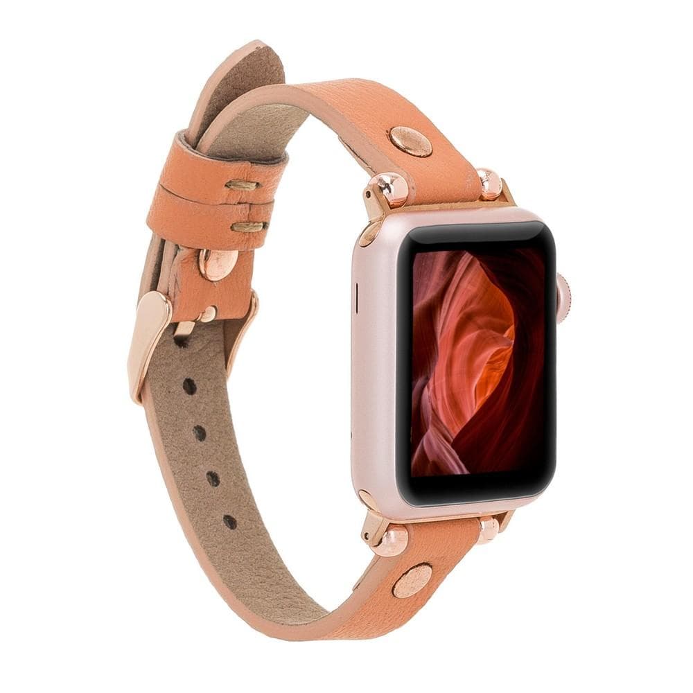 Leather Apple Watch Bands - Ferro Rose Gold Trok Style NU3