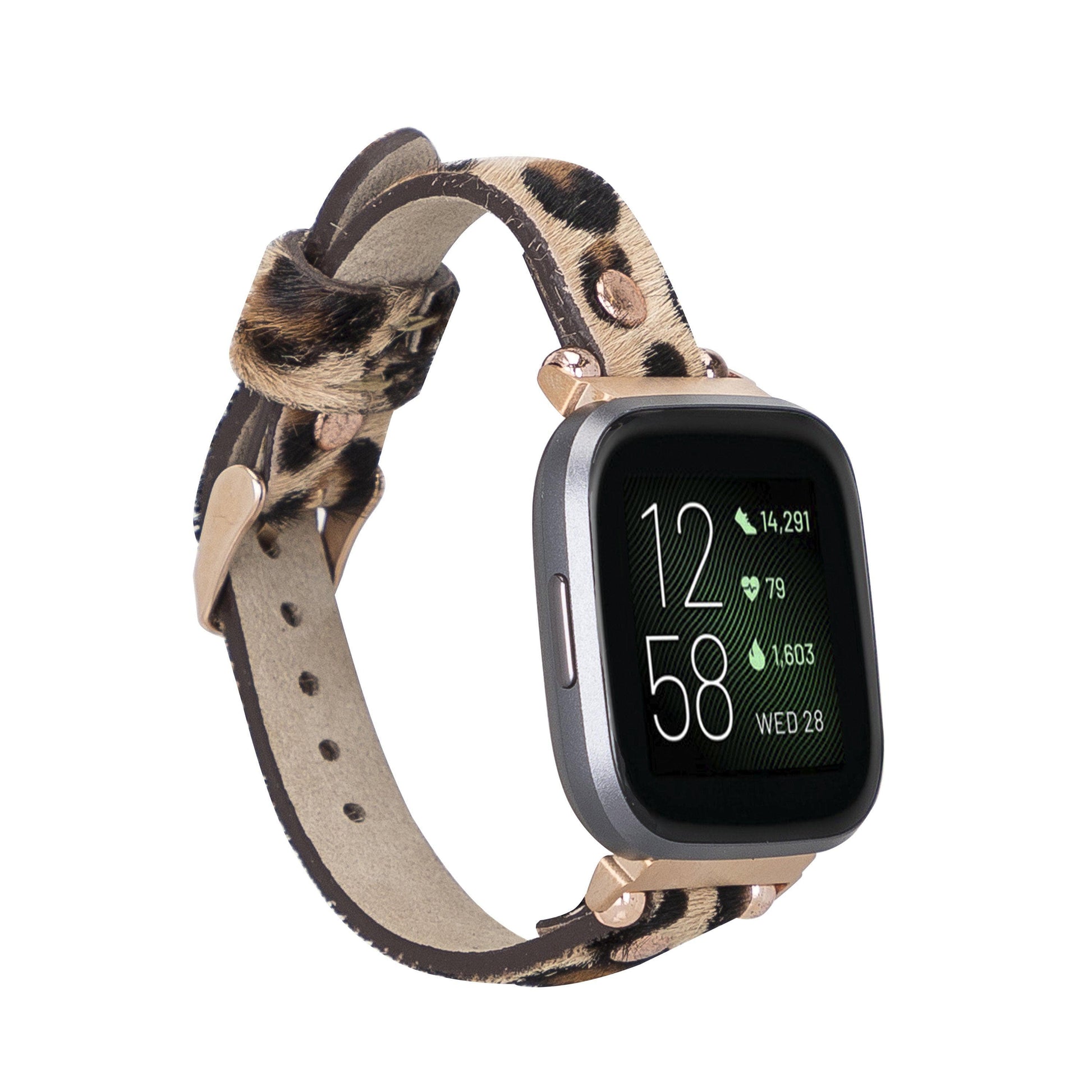 Leather Apple Watch Bands - Ferro Rose Gold Trok Style LEO1 Leopar Tüylü