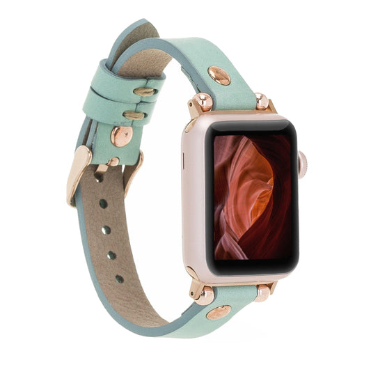 Leather Apple Watch Bands - Ferro Rose Gold Trok Style BRN7