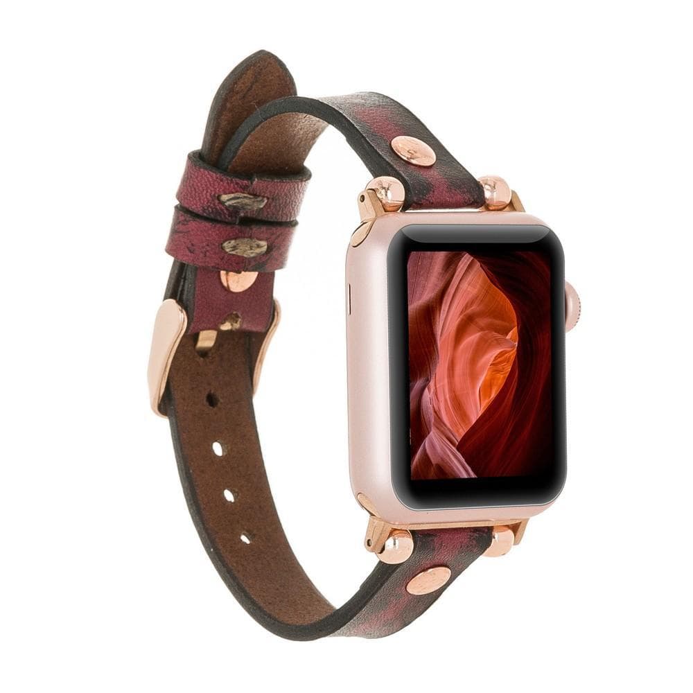 Leather Apple Watch Bands - Ferro Rose Gold Trok Style V1SEF