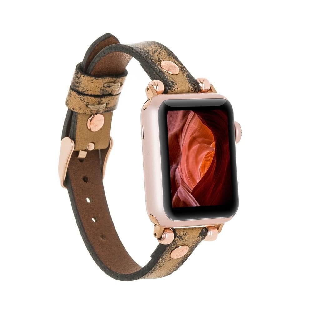 Leather Apple Watch Bands - Ferro Rose Gold Trok Style V12SEF