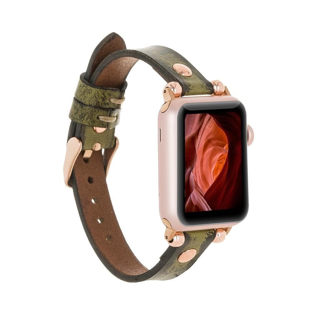 Leather Apple Watch Bands - Ferro Rose Gold Trok Style V25SEF