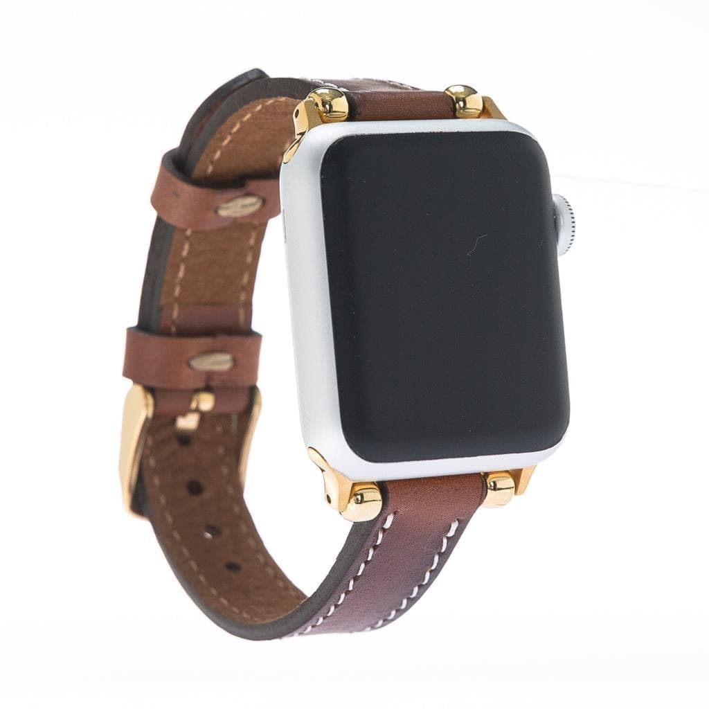 Leather Apple Watch Bands - Ferro Seamy Style RST2EF Sarı Dikişli