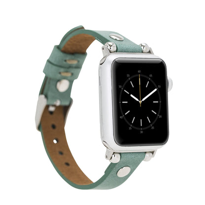 Leather Apple Watch Bands - Ferro Silver Trok Style CZ12