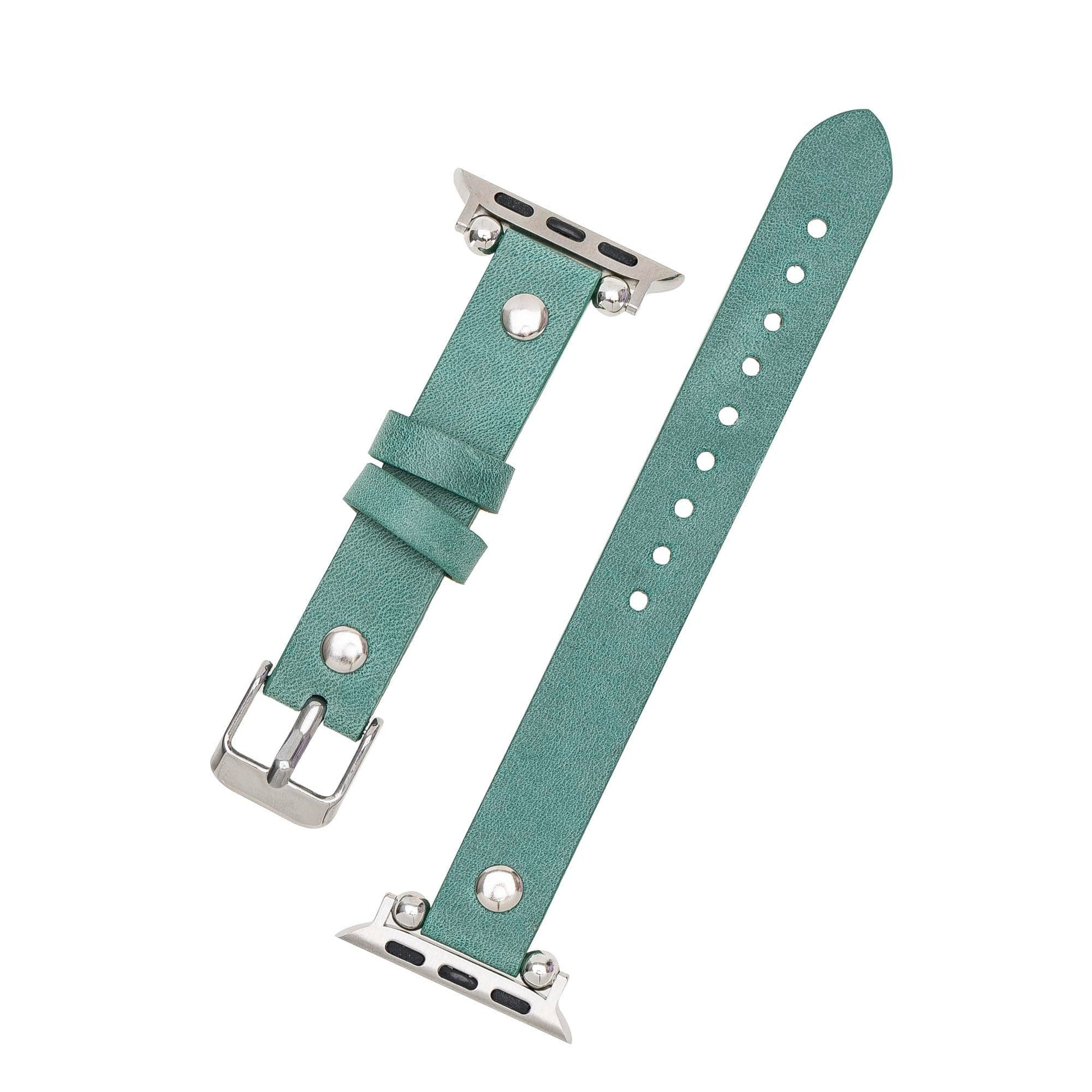 Leather Apple Watch Bands - Ferro Silver Trok Style