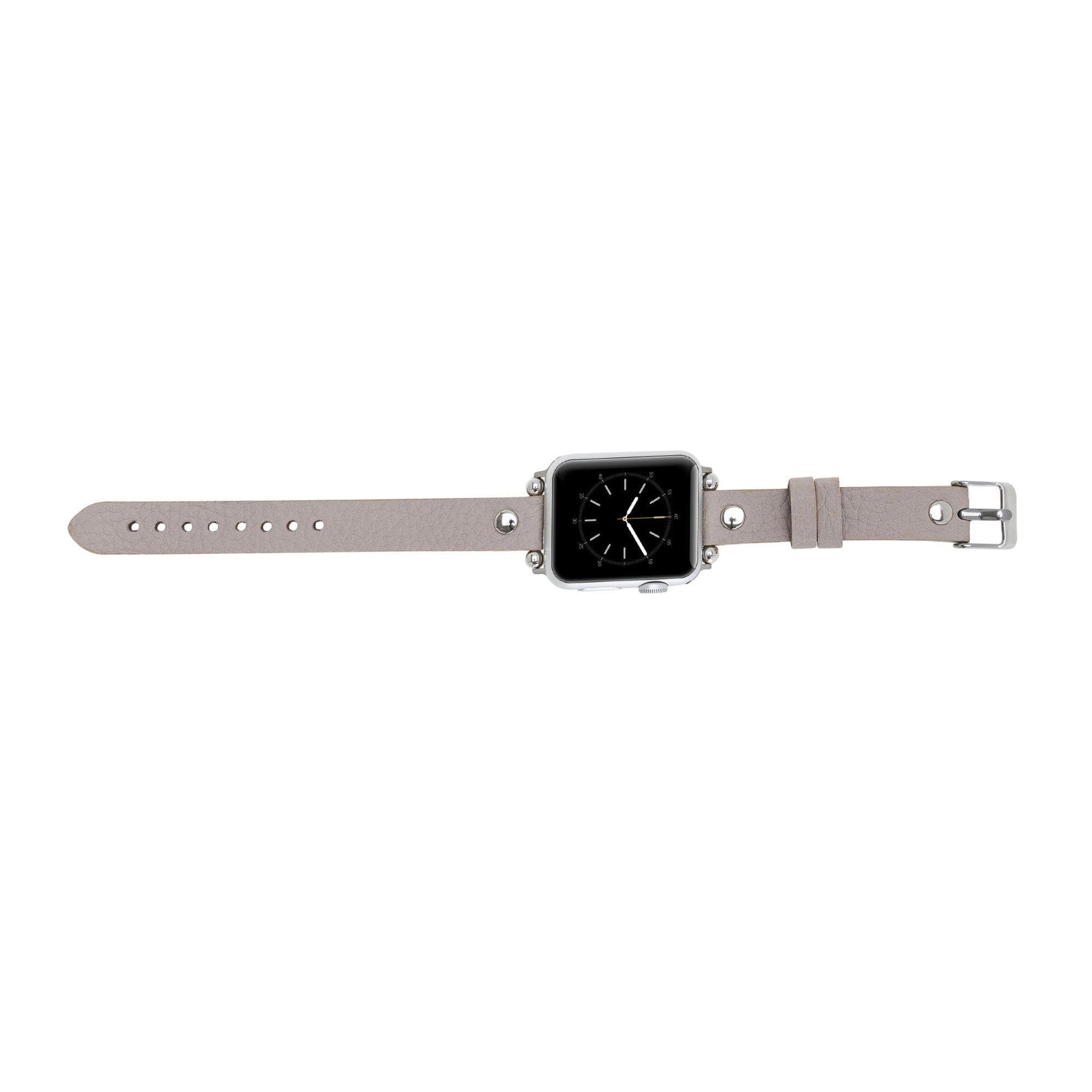 Leather Apple Watch Bands - Ferro Silver Trok Style