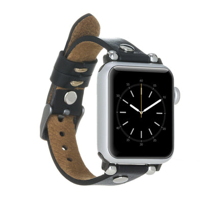 Leather Apple Watch Bands - Ferro Silver Trok Style RST1